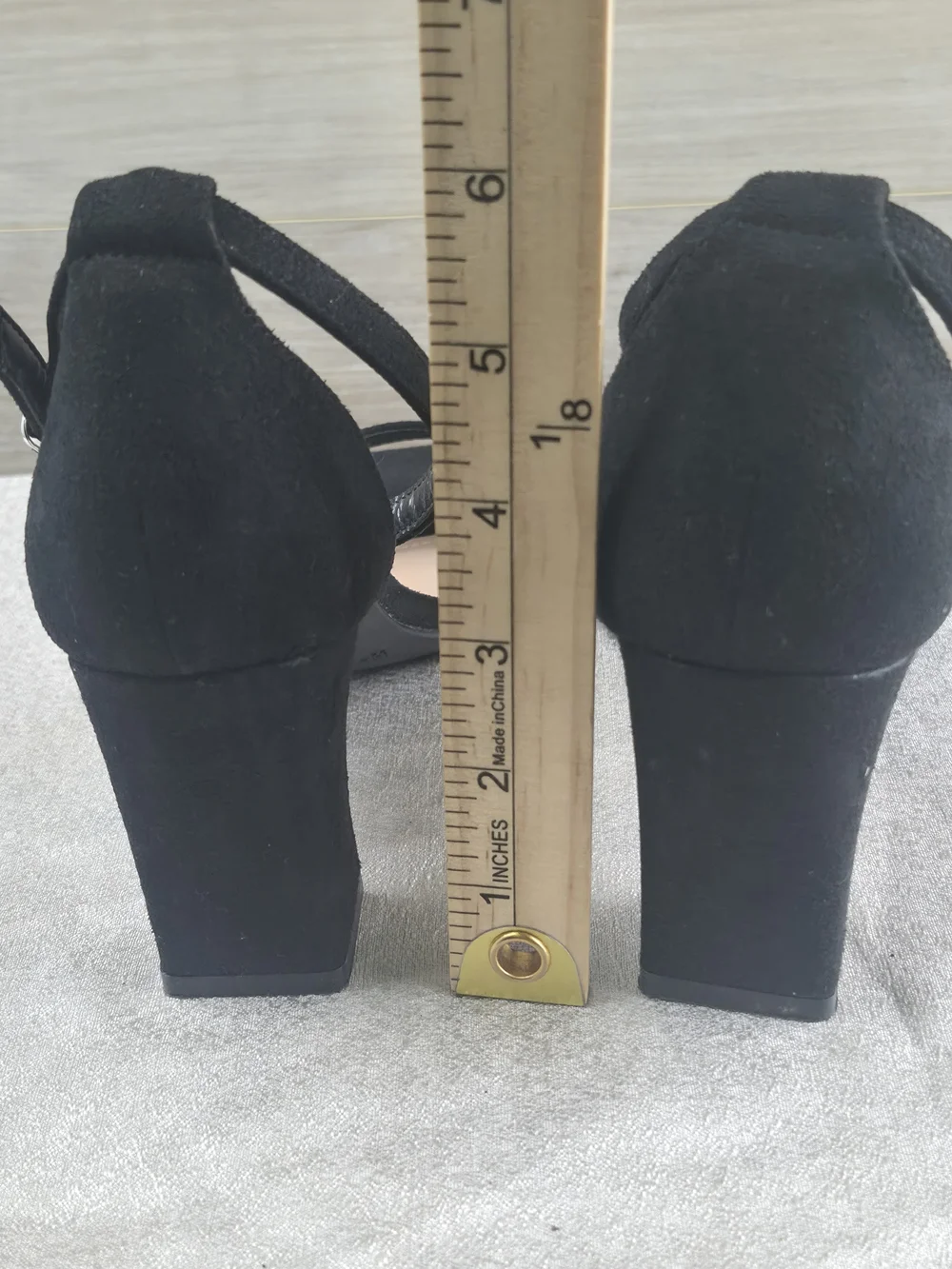 Dominique Nicole Black Suede Ankle Strap Block Heel Sandals Women's Size 8.5W